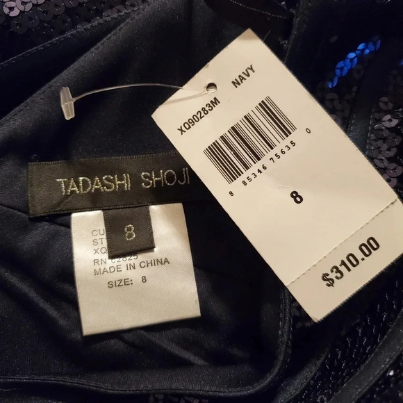 Tadashi Shoji Sequin Bodycon Formal Evening Dress Navy Wmns Size 8 - Picture 6 of 12